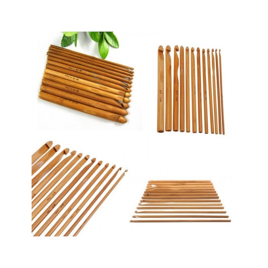 Häkelnadel-Set aus Bambus - 12 Größen - Bild 1